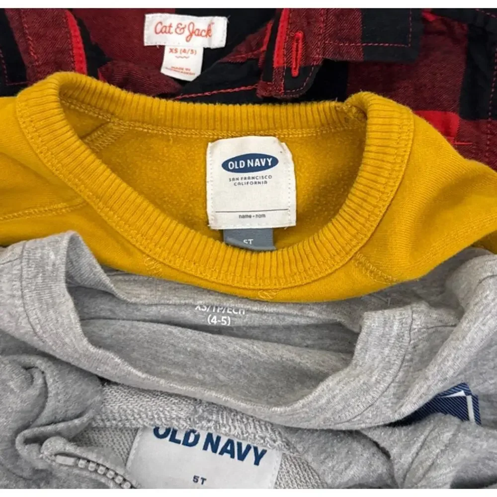 Cat & Jack Old Navy Bundle (5) Long Sleeve Casual Shirts Size Youth 4/5